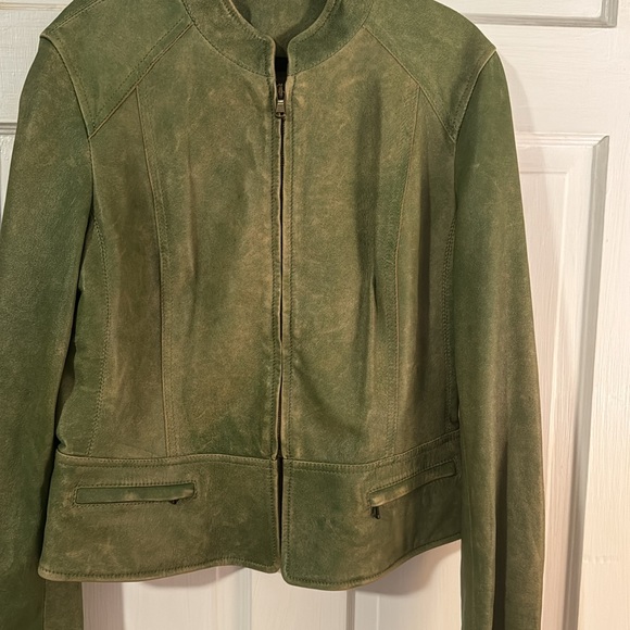 Vintage DKNY Green Soft Lamb Leather Women's Jacket Sz 8 Rare made in Italy - Picture 2 of 12